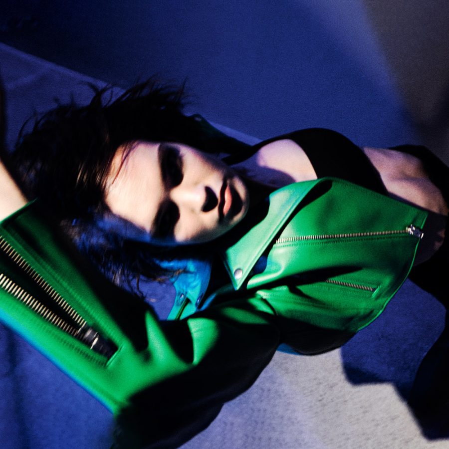 Gianna Cropped Biker Jacket - Forest Green - Image 2